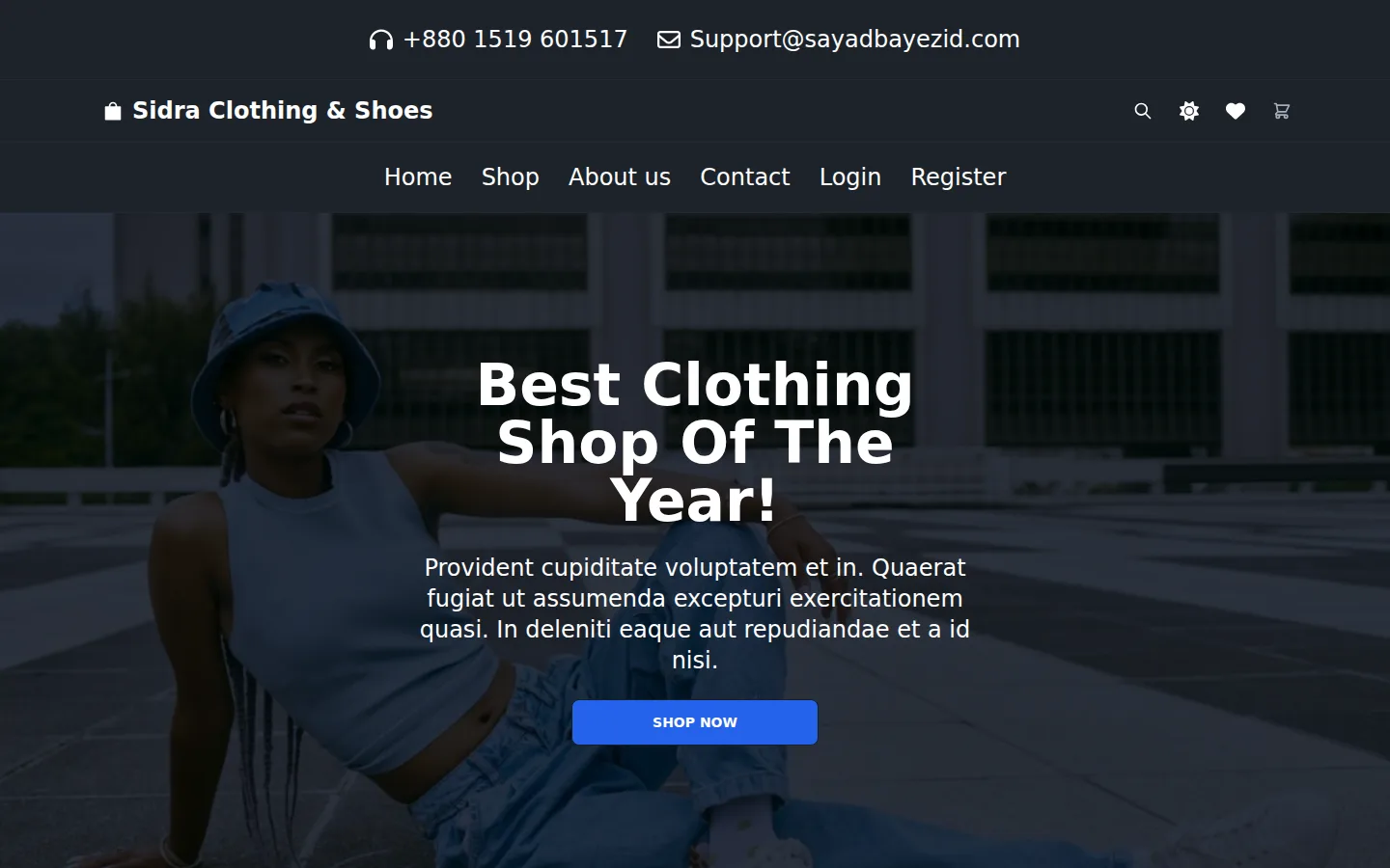 Screenshot of the Sidra Clothing & Shoes demo