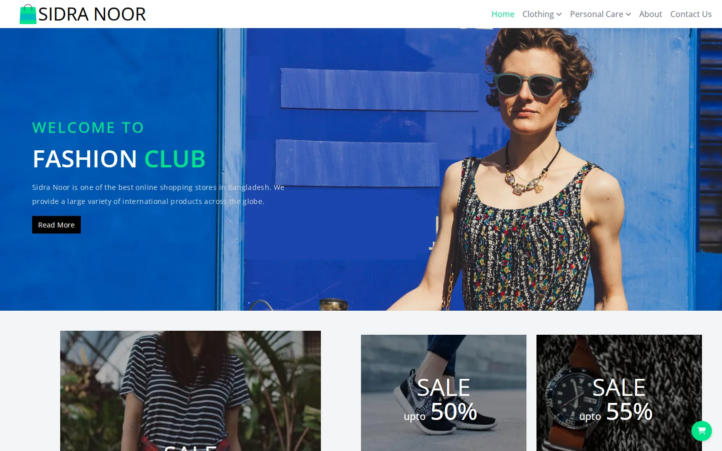 Screenshot of the Sidra Noor Fashion demo